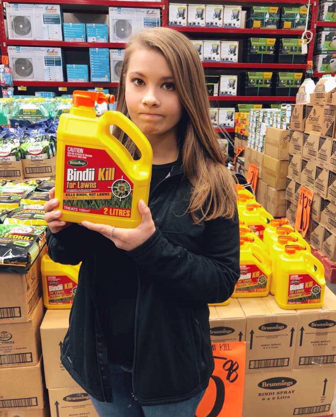 Bindi Irwin finds an interesting lawn care product.