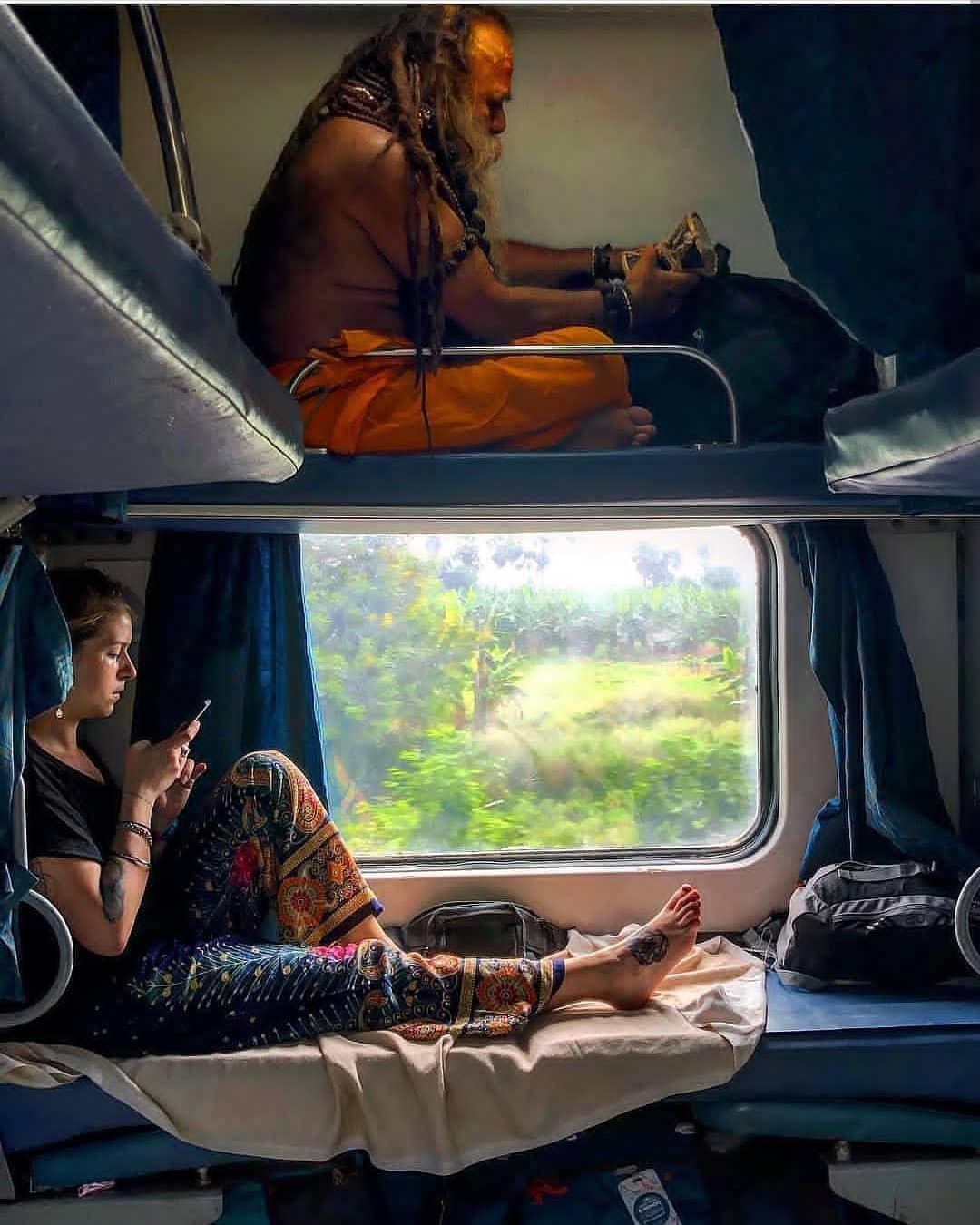 On a train in India
