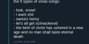 The five types of Christmas songs.