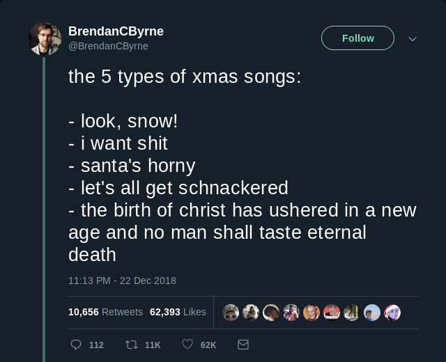 The five types of Christmas songs.