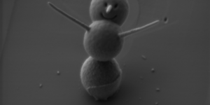 The world’s smallest snowman – 3 microns tall and 1 micron wide.