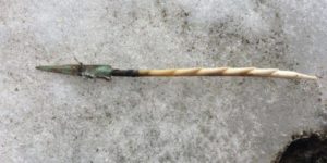 Now that glaciers are melting archaeologists are finding interesting things where the ice is receding. This 1000 year old barbed antler arrow was found in Canada.