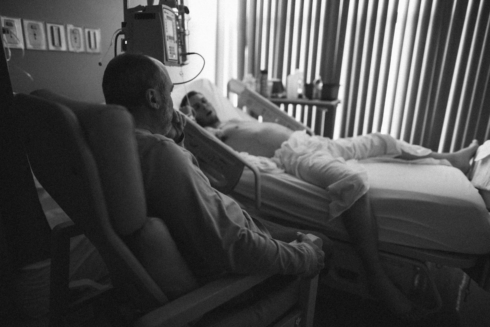 Father watching over his son battle cancer.