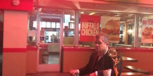 Patton Oswalt celebrating his Emmy Award alone in 2016, his wife had passed away earlier that year.