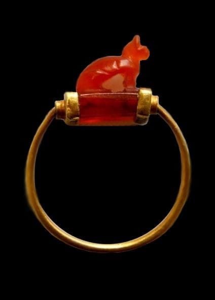 circa 2700 year old Egyptian cat ring.