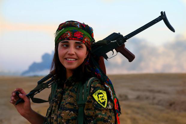 Female Kurdish Soldier on the frontlines in Syria.