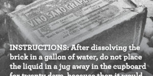 During Prohibition, blocks of dehydrated grapes were sold – with specific instructions on how NOT to make wine so that you could make your own wine