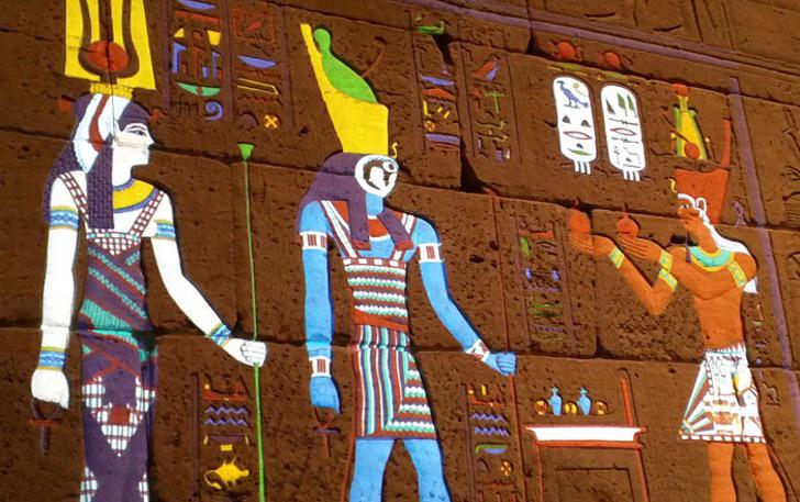 Colours in hieroglyphics before they faded, allegedly.