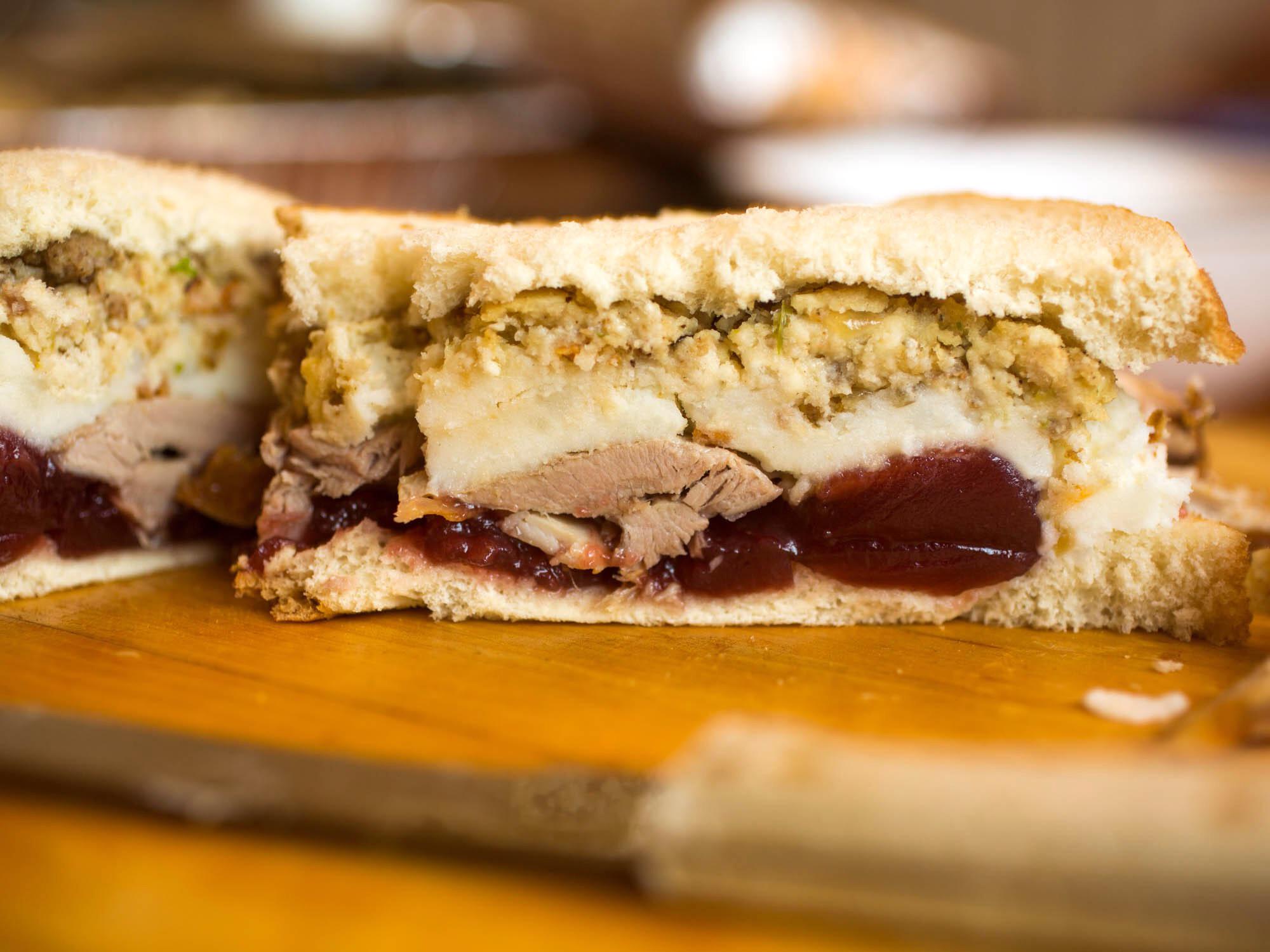 The greatest of holiday traditions: the Thanksgiving Leftovers Sandwich.