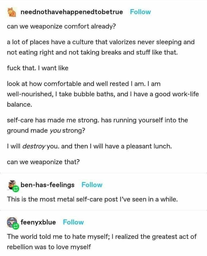 weaponize comfort for glory