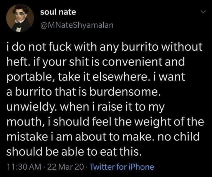 not safe for children burrito