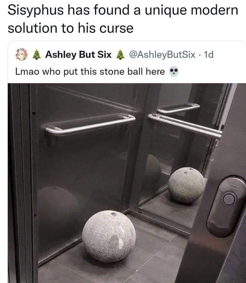 who left their stone ball in the elevator