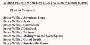 Bruce Willis gets his own category at the Razzies this year