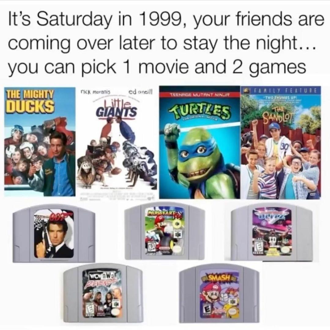 mario kart, goldeneye, and the mighty ducks