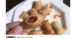 one doesn’t just bite the corner off a pizza roll and blow into it