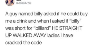 billy is short for billiard