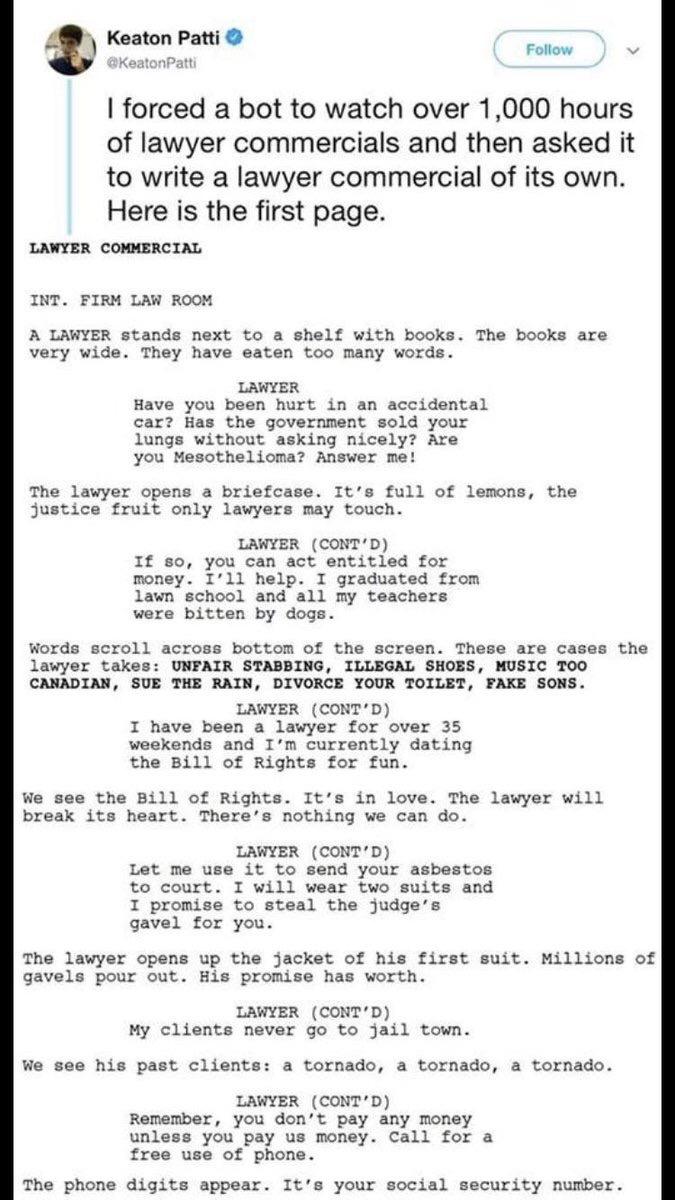 law commercial written by ai