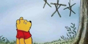 pooh wandered into the dark woods