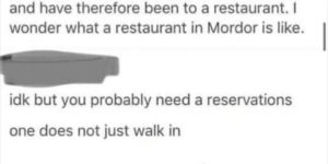 an orc walks into a restaurant