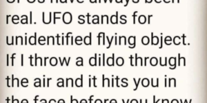 anything is a ufo if you can’t identify it before it hits your face