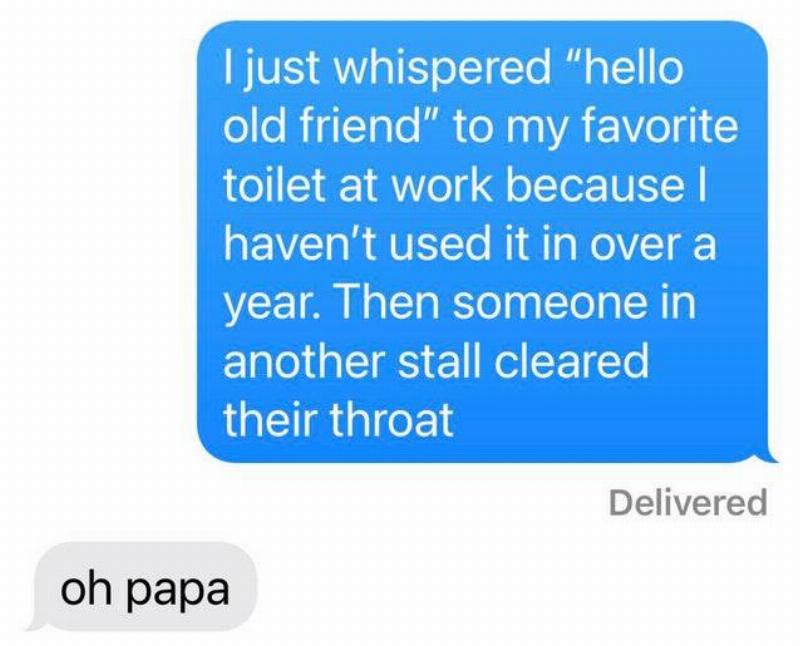 text about realizing your not alone in the bathroom