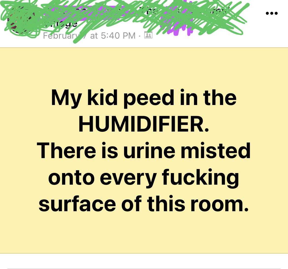 complaining about kid going to the bathroom