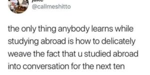 i never studied abroad, but every friend i know who did makes sure to let me knew every chance they get
