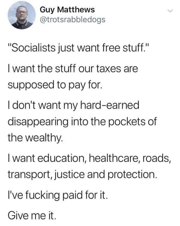 angry tweet about how our taxes are used