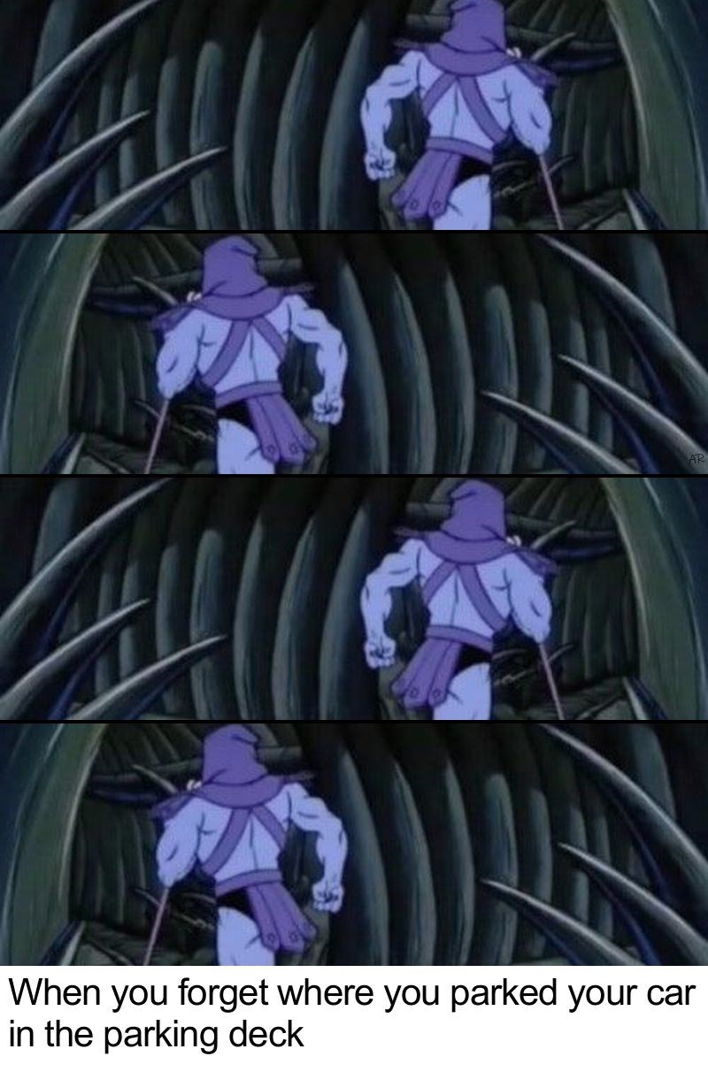 image showing how hard it is to find your car in a parking garage