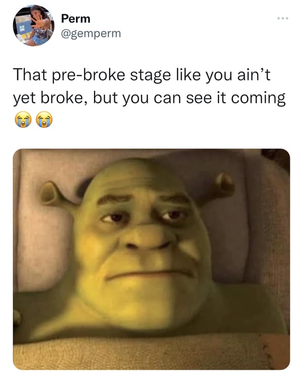 tweet about almost being broke