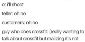 but no matter how much he tries not to, he does eventually talk about crossfit