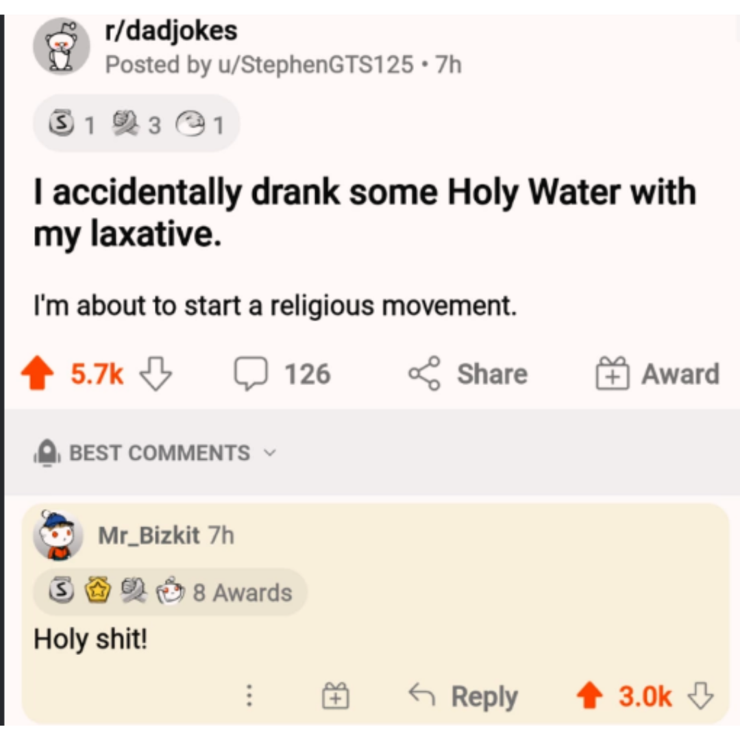 dad joke about making a holy bowel movement