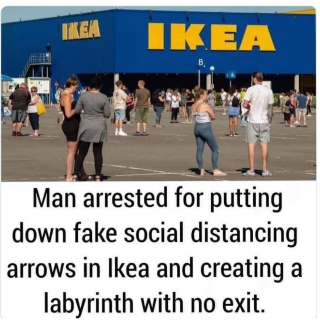 headline about a man putting his own arrows down in ikea