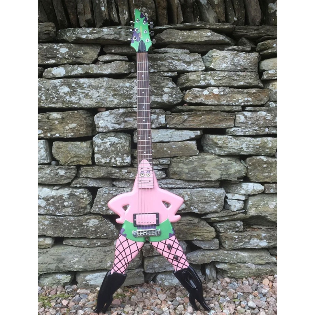 A flying V guitar made to look like Patrick from Spongebob