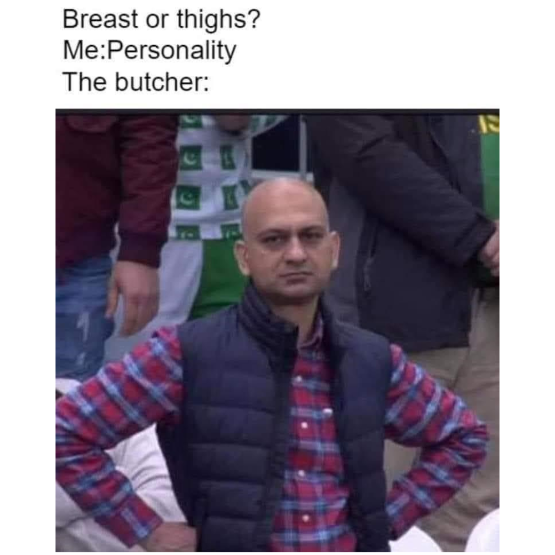 joke about going to the butcher and asking for personality