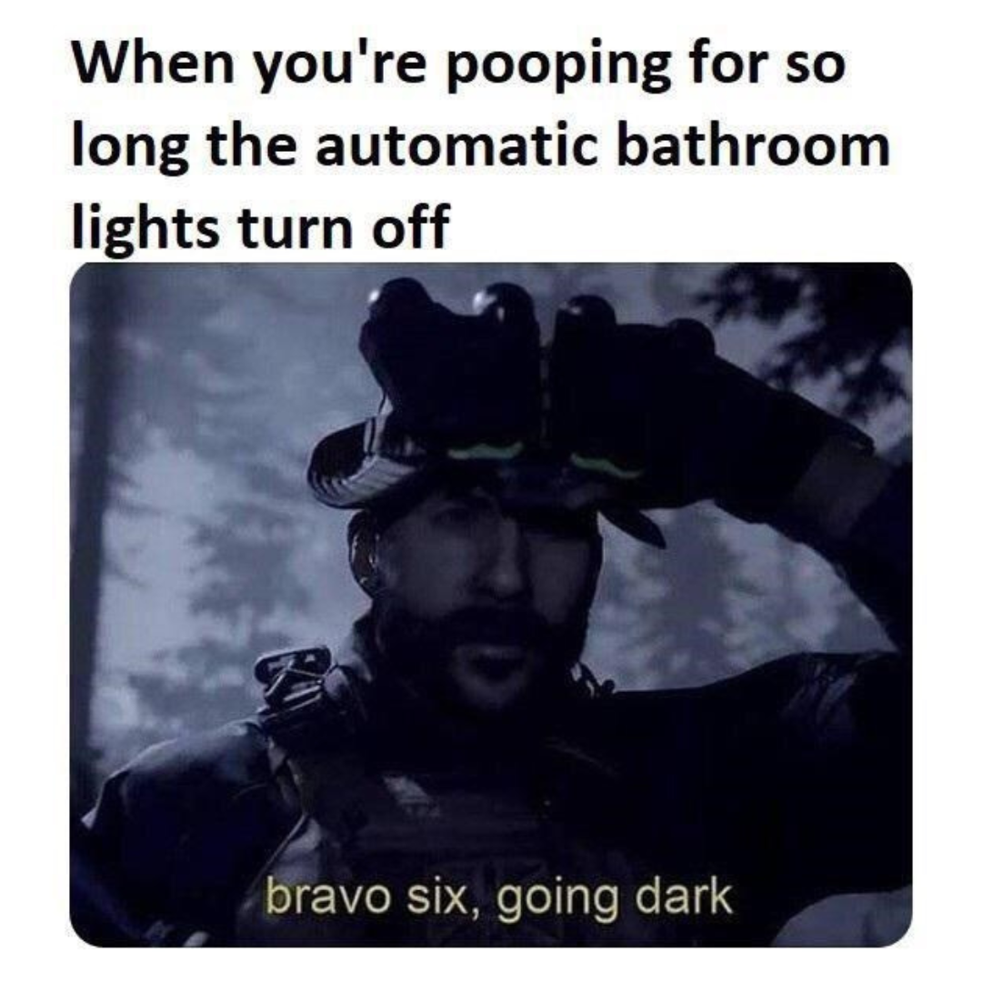 tweet about the lights going out in the bathroom