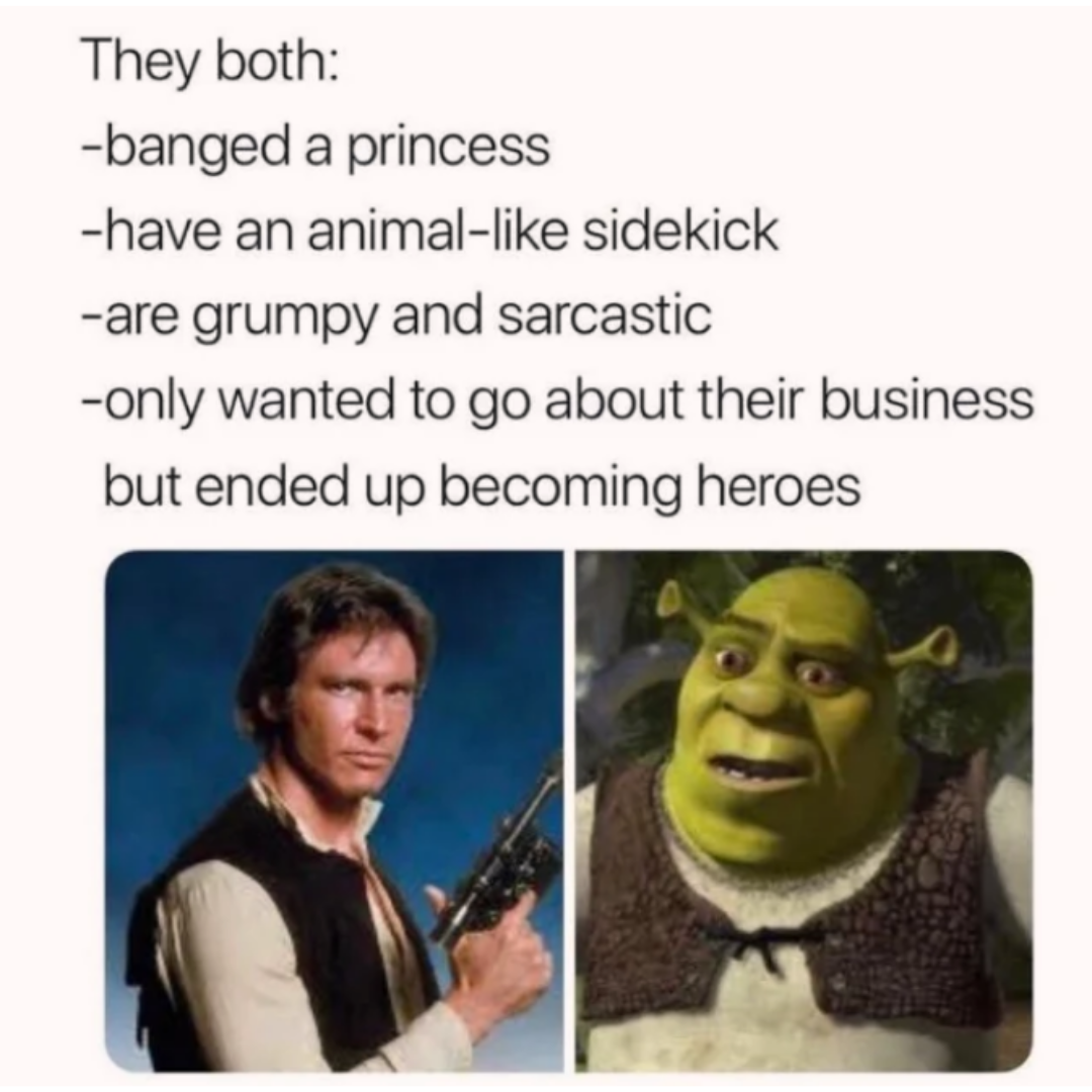 comparison of han solo and shreak