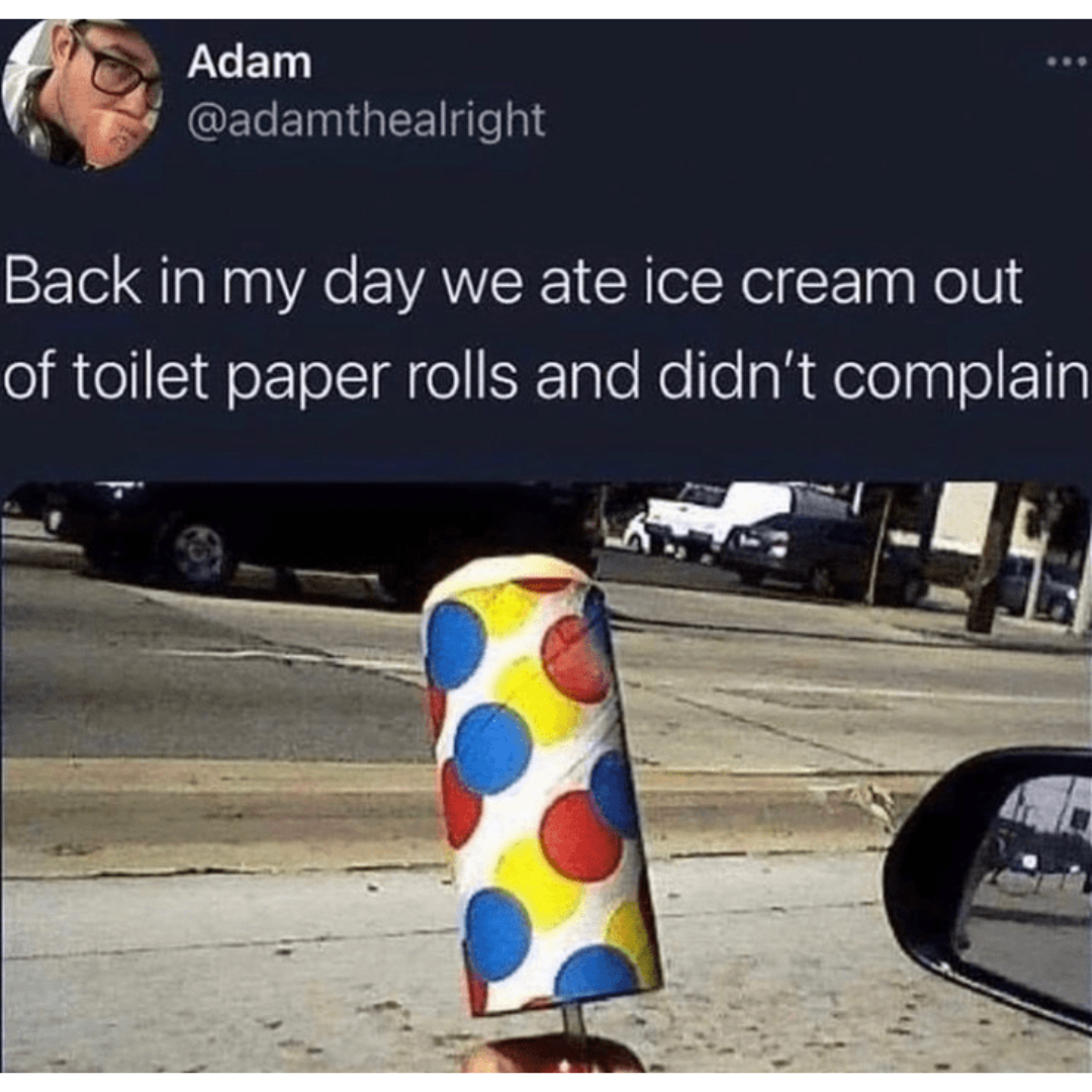 ice cream in a toilet paper roll