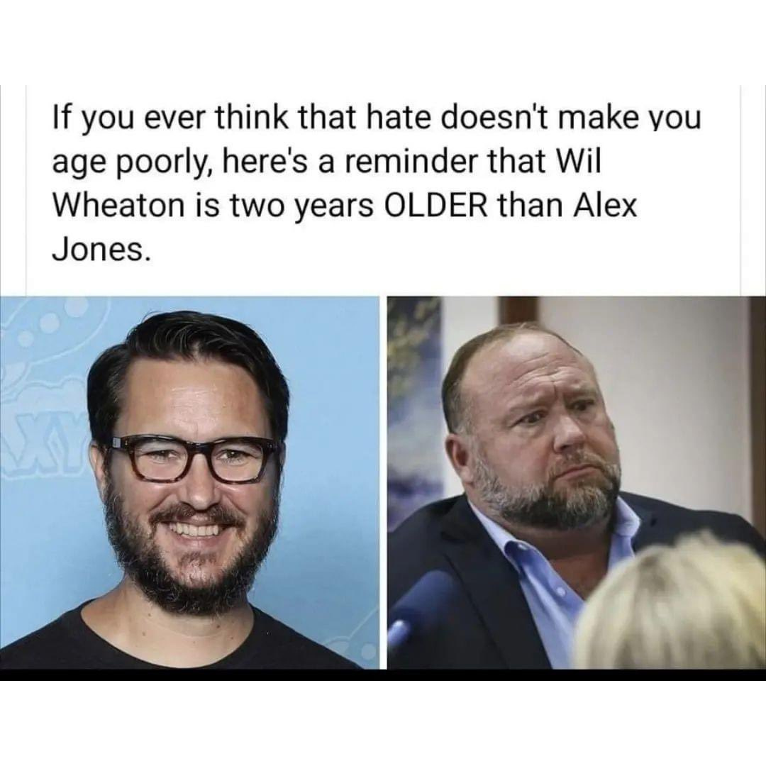 an image of wil wheaton and alex jones side by side