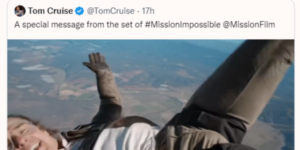 Tom Cruise Jumps Out Of A Helicopter To Thank His Loyal Fans and the Internet has Thoughts